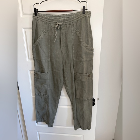 Free People Feelin’ Good Sage Green Utility Jogger Trousers - Picture 2 of 5